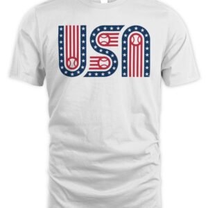 USA Stars Stripes and Baseball T-Shirt
