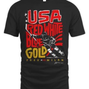 USA Hockey Red, White, Blue and Gold T Shirt Hoodie