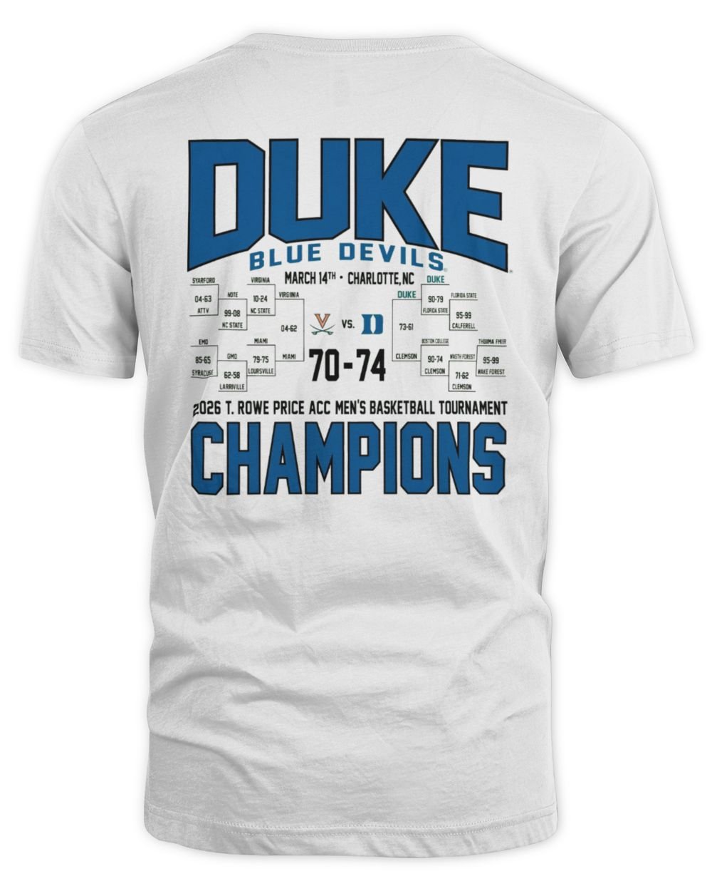 Duke Champions Shirt Duke Blue Devils Men's BBall ACC 2026 Championship Bracket Hoodie