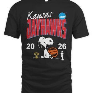 2026 Kansas Jayhawks March Madness Snoopy Basketball Graphic T-Shirt Hoodie