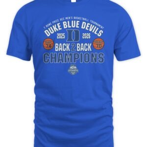 Duke Blue Devils Men's BBall 2026 ACC Champs Back to Back Score T Shirt