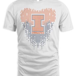 Illinois Gymnastics White Sparkle Heart T Shirt Hoodie