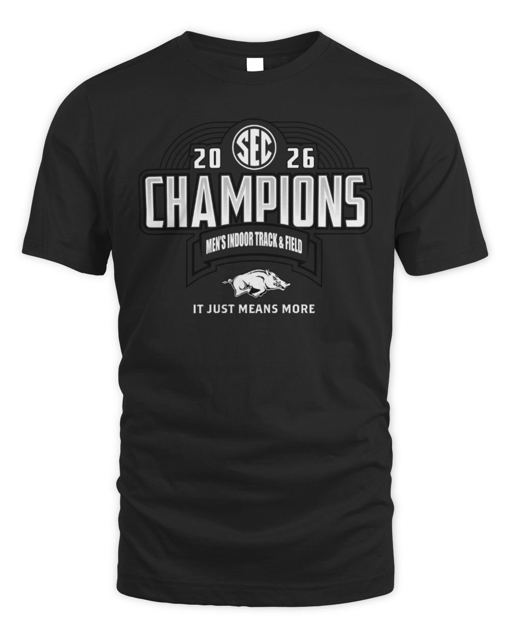 Arkansas Razorbacks 2026 SEC Men's Indoor Track & Field Champions Locker Room T-Shirt