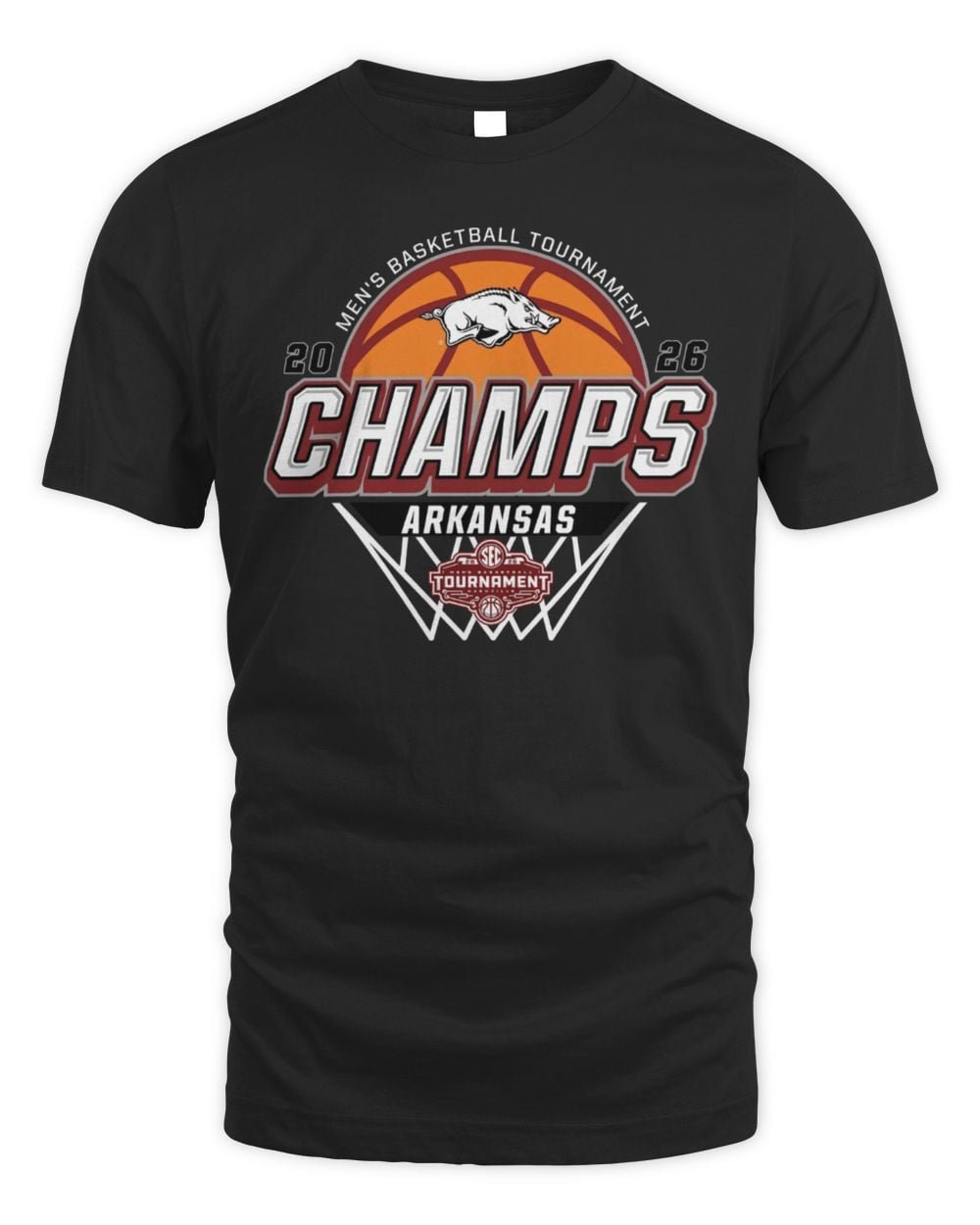 Arkansas Razorbacks 2026 SEC Men's Basketball Tournament Champions Locker Room T-Shirt Hoodie