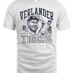 Tigers Justin Verlander Signature Portrait T Shirt
