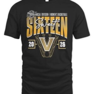 Vanderbilt Commodores 2026 NCAA Women's Basketball Tournament March Madness Sweet 16 Court Shot T-Shirt
