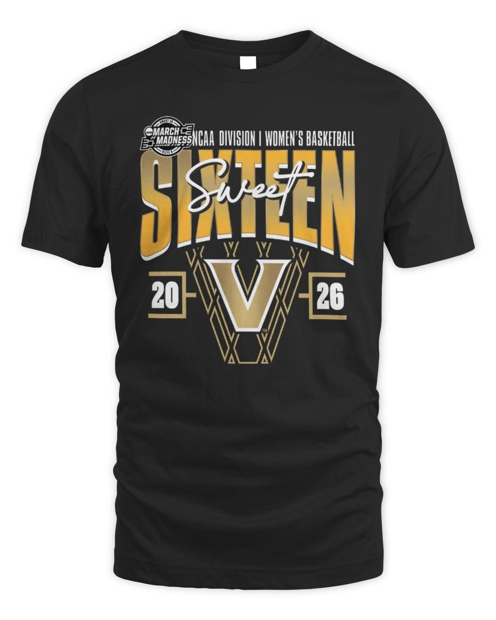 Vanderbilt Commodores 2026 NCAA Women's Basketball Tournament March Madness Sweet 16 Court Shot T-Shirt