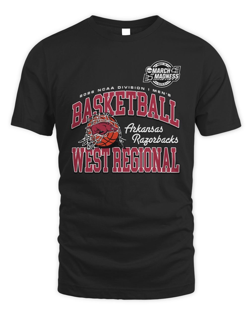 2026 NCAA Division I Men's Basketball Arkansas Razorbacks West Regional T Shirt