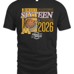 Minnesota Golden Gophers Sweet Sixteen 2026 NCAA Division I Women's Basketball Regional T Shirt