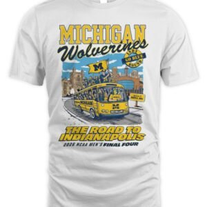 Michigan Wolverines Men's Basketball Final Four Indy Bound Mascot Bus T Shirt