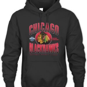 Chicago Blackhawks Throwback Black Boxy T-Shirt Hoodie