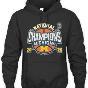 Michigan Championship Merch Michigan Wolverines Men's Basketball National Champions Big Text T Shirt