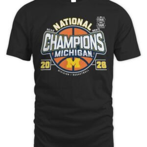 Michigan Wolverines Men's Basketball National Champions Big Text T Shirt