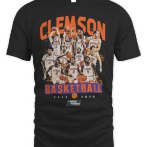 Clemson Men's Basketball NCAA March Madness 2026 Team Collage T-Shirt