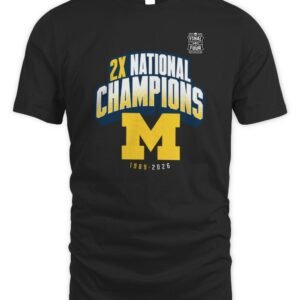 Michigan Wolverines Two-Time NCAA Men's Basketball National Champions Post Move T-Shirt