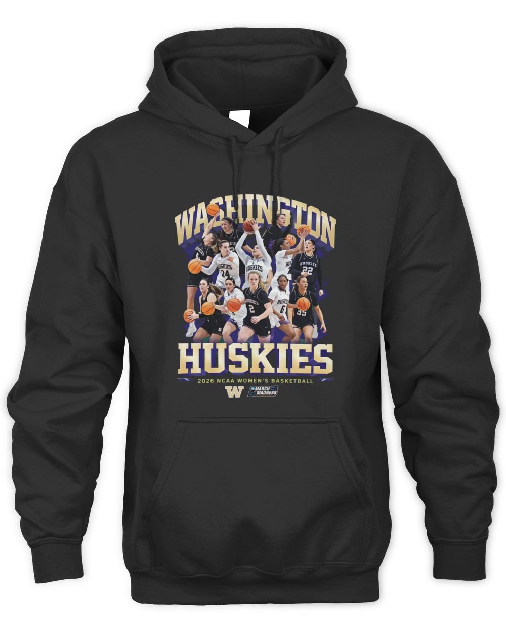 Washington Women's Basketball NCAA March Madness 2026 Team Collage Hoodie