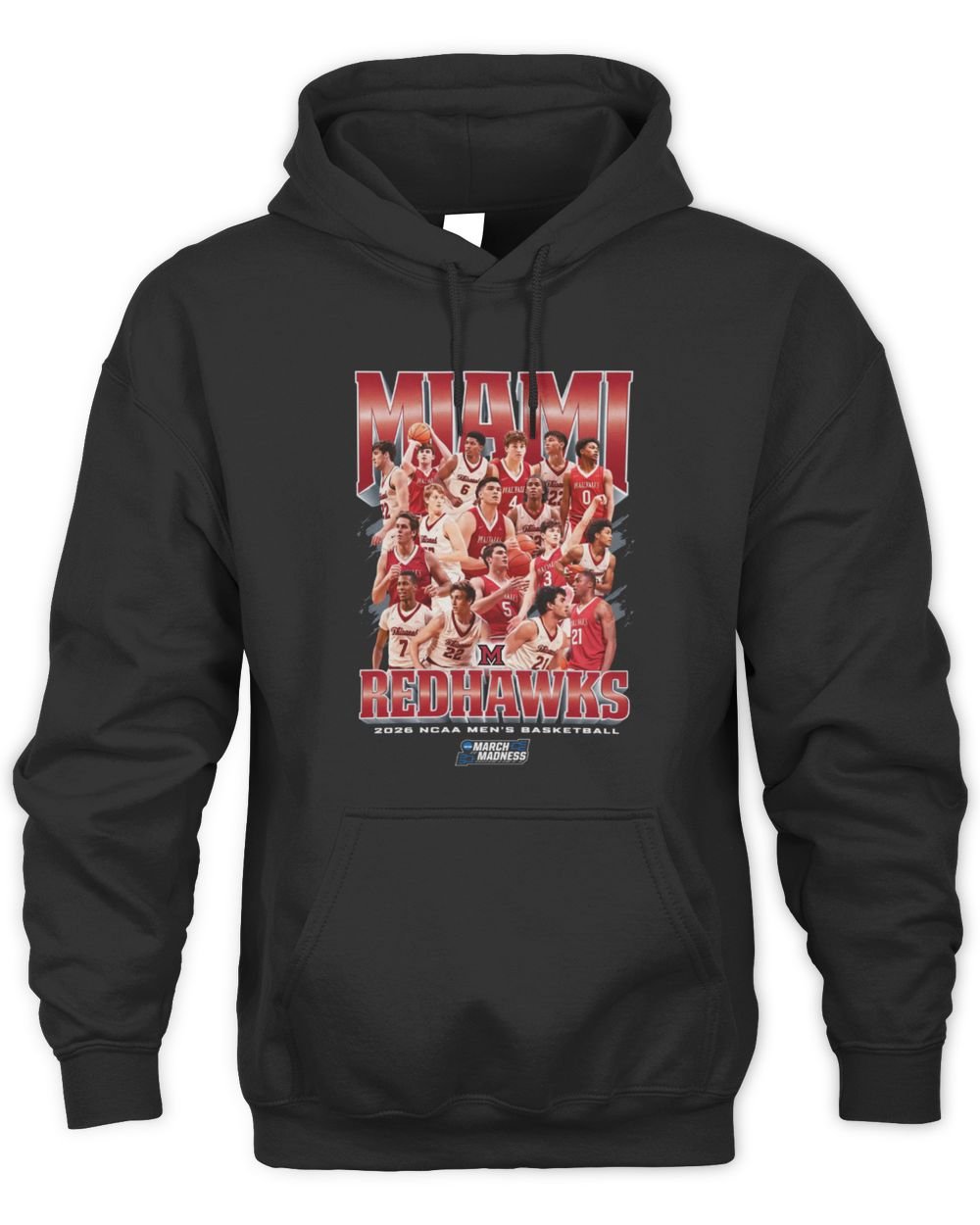 Miami RedHawks Men's Basketball NCAA March Madness 2026 Team Collage Hoodie