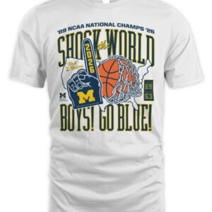 Michigan Basketball Shock The World, Boys Two-Time National Champs T Shirt