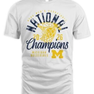 Michigan Wolverines 2026 NCAA Men's Basketball National Champions Distressed Net T-Shirt