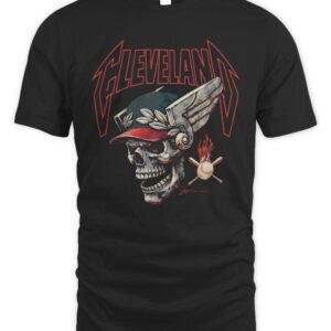 Baseball Skull Flames T Shirt