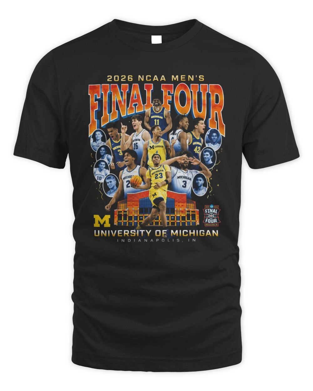 Michigan Wolverines Men's Basketball Campus Ink 2026 Final Four Team T-Shirt