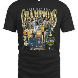 Michigan Wolverines Men's Basketball Campus Ink 2026 National Championship Team T-Shirt