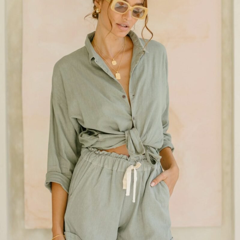 Relaxed Summer Linen Button-Up Shirt - Breathable Top